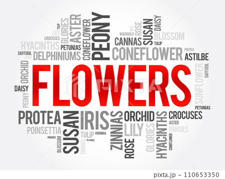 Flowers word cloud collage, concept background 110653350