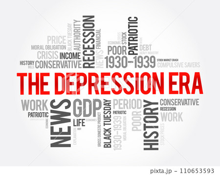 The Depression Era word cloud collage, education concept background The Depression Era word cloud collage, education concept background 110653593