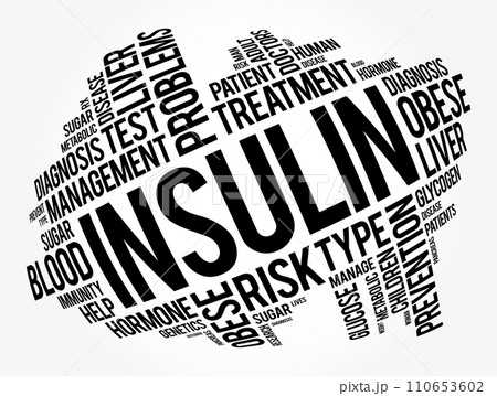 Insulin word cloud collage, health concept background 110653602