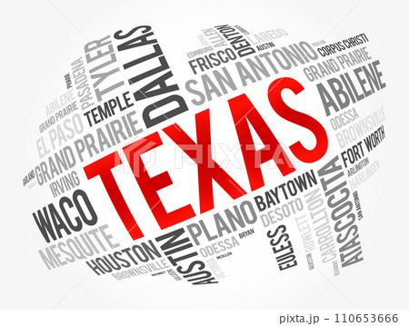 List of cities in Texas USA state word cloud,...のイラスト素材 [110653666] - PIXTA