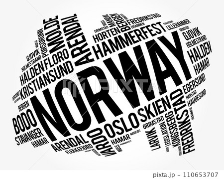 List of cities and towns in Norway, word cloud collage, business and travel concept background List of cities and towns in Norway, word cloud collage, business and travel concept background 110653707