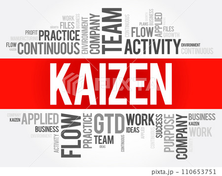 Kaizen - Japanese term meaning "change for the better" or "continuous improvement, word cloud concept background Kaizen - Japanese term meaning "change for the better" or "continuous improvement, word cloud concept background 110653751