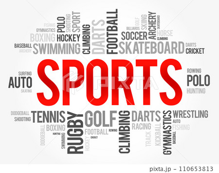 Sports word cloud collage, hobbies and leisure concept background 110653813