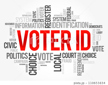 Voter ID word cloud collage, social concept background 110653834