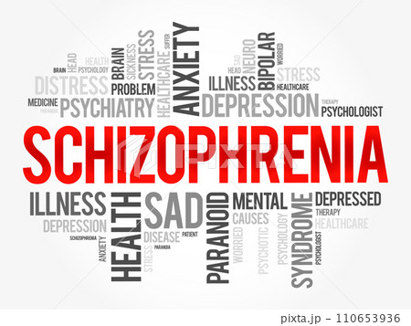 Schizophrenia word cloud collage, health concept background 110653936