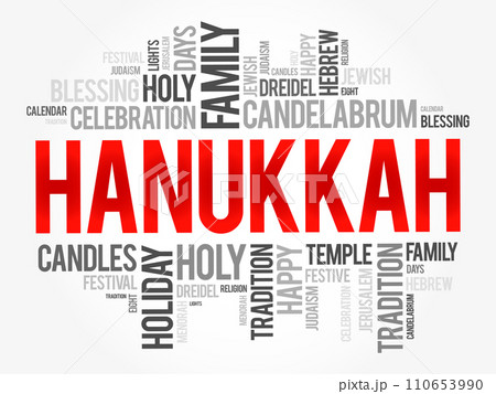 Hanukkah word cloud collage, holiday concept background 110653990