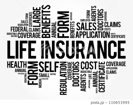 LIFE Insurance word cloud collage, healthcare concept background LIFE Insurance word cloud collage, healthcare concept background 110653995