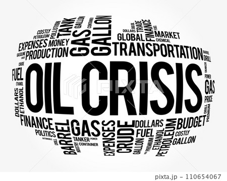 Oil crisis word cloud collage, business concept background 110654067