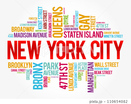 List of streets in New York City, word cloud collage, business and travel concept background 110654082