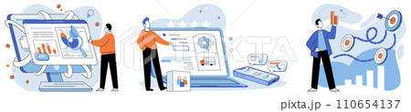 Business manage. Vector illustration. Employment opportunities in commerce span wide range industries Contracts outline rights and obligations business partners Corporations rely on effective 110654137