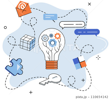 Creative thinking. Vector illustration. They dance on winds imagination, propelled by power curious mind They emerge from depths contemplation, born out union between knowledge and ingenuity Creative thinking. Vector illustration. They dance on winds imagination, propelled by power curious mind They emerge from depths contemplation, born out union between knowledge and ingenuity 110654142