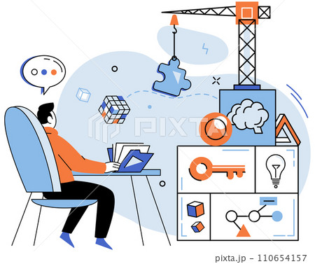 Business idea. Vector illustration. It provides strategic framework for executing business ideeffectively Marketing is voice business idea, amplifying its message and reaching target audience 110654157