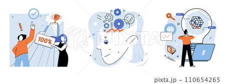 Idea generation vector illustration. The creative process is laboratory where idea generation experiments with formula for achievement In garden progress, idea generation is sunlight nurtures blooms Idea generation vector illustration. The creative process is laboratory where idea generation experiments with formula for achievement In garden progress, idea generation is sunlight nurtures blooms 110654265