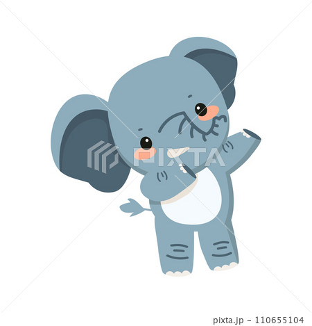 Cute elephant dab cartoon doodle Cute elephant dab cartoon doodle 110655104