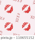 Love seamless pattern. Valentine Day Xo xo. vector hand drawn xoxo text and heart 110655152