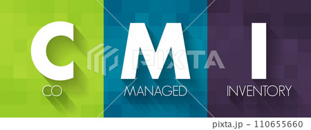 CMI Co Managed Inventory - business arrangement made between the supplier and the customer, acronym text concept background 110655660
