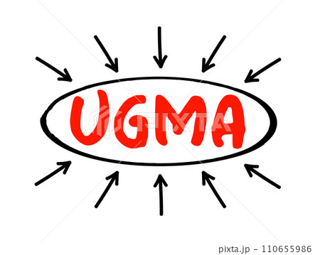 UGMA - Uniform Gifts to Minors Act acronym text with arrows, concept background UGMA - Uniform Gifts to Minors Act acronym text with arrows, concept background 110655986