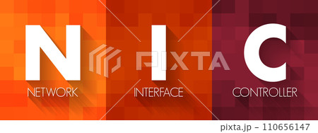 NIC - Network Interface Controller is a computer hardware component that connects a computer to a computer network, acronym text concept background 110656147