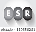 ESR Erythrocyte Sedimentation Rate - type of blood test that measures how quickly erythrocytes settle at the bottom of a test tube that contains a blood sample, acronym text concept 110656281