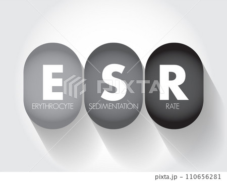 ESR Erythrocyte Sedimentation Rate - type of blood test that measures how quickly erythrocytes settle at the bottom of a test tube that contains a blood sample, acronym text concept 110656281
