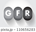 GFR Glomerular Filtration Rate - blood test that checks how well your kidneys are working, acronym text concept background 110656283