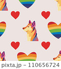 Rainbow heart. Dog seamless pattern vector and heart. Gay pride background 110656724