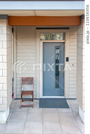 Ground level entrance of residential apartment in low-rise building 110656956