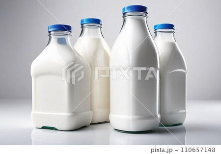 Glassware of fresh milk on table 110657148