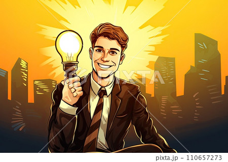 AI-generated content. businessman in office have good idea illustration AI-generated content. businessman in office have good idea illustration 110657273