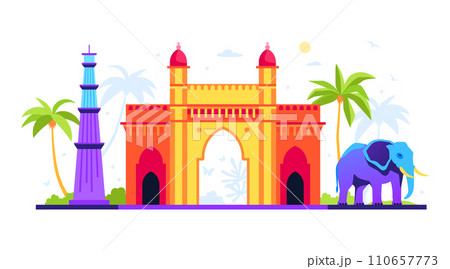 Lal Qila or Red Fort- modern colored vector illustration Lal Qila or Red Fort- modern colored vector illustration 110657773
