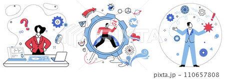 Brainstorming session vector illustration. The symphony intellect plays in brainstorming session, harmonizing thoughts into innovation In laboratory thought, brainstorming session concocts elixir 110657808