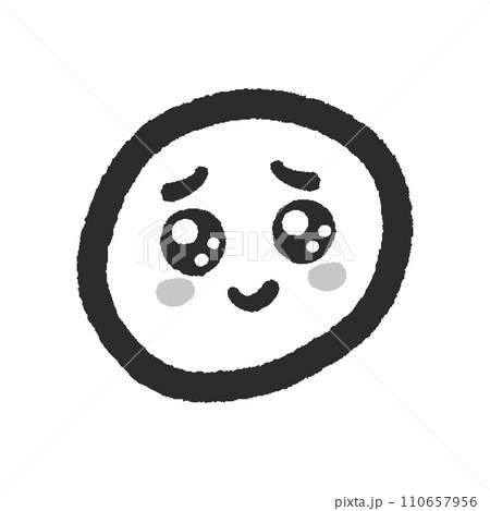 うるうるの目で微笑んでいるかわいい手書きの絵文字 - 嬉しそうなぴえんな笑顔のデザイン素材 110657956