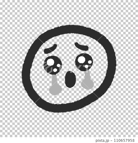 含淚的Emoji表情-簡單可愛的手繪含淚哭臉設計素材 110657958