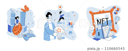Web 3 vector illustration. The web3 metaphor represents paradigm shift in concept internet and its capabilities Businesses thrive in digital economy by leveraging blockchain technology and Businesses Web 3 vector illustration. The web3 metaphor represents paradigm shift in concept internet and its capabilities Businesses thrive in digital economy by leveraging blockchain technology and Businesses 110660543