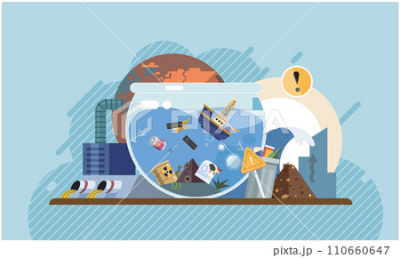 Industrial pollution. Dirty waste. Environmental pollution. Vector illustration. Industrial pollution is complex problem with no easy solutions Dirty water is symbol our failure to protect environment Industrial pollution. Dirty waste. Environmental pollution. Vector illustration. Industrial pollution is complex problem with no easy solutions Dirty water is symbol our failure to protect environment 110660647