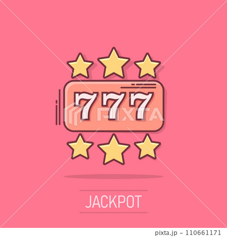 Vector cartoon casino slot machine icon in comic style. 777 jackpot sign illustration pictogram. Casino winner business splash effect concept. Vector cartoon casino slot machine icon in comic style. 777 jackpot sign illustration pictogram. Casino winner business splash effect concept. 110661171