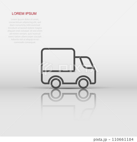 Delivery truck icon in flat style. Van vector illustration on white isolated background. Cargo car business concept. Delivery truck icon in flat style. Van vector illustration on white isolated background. Cargo car business concept. 110661184