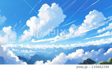 アニメ風の雲と青空_01_AI生成画像 110662290