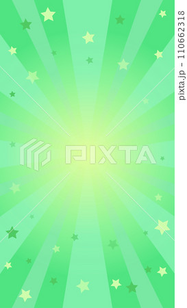 緑色のグラデーションと星を散りばめた集中線の背景 縦　比率9:16 110662318