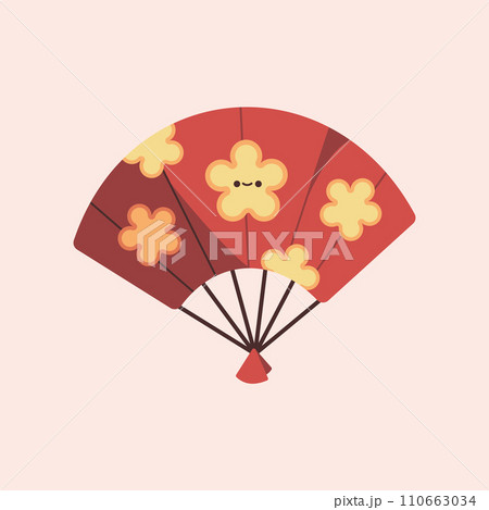 Chinese New Year Cute Chinese Fan Design Vector illustration in flat design style 110663034