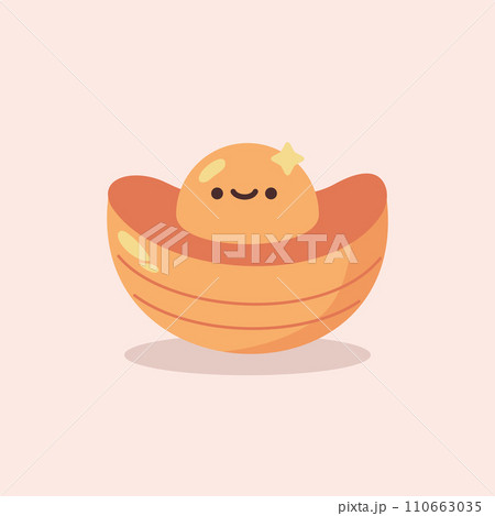 Chinese New Year Cute Cartoon Gold Ingot Vector illustration in flat design style 110663035