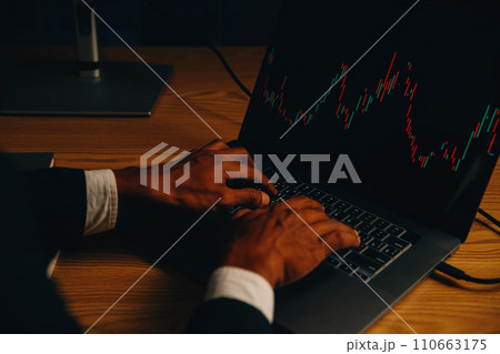 Thoughtful focused successful caucasian male stock investor, broker, financial adviser, sits at work desk, looks at computer, pensively analyze risks and prospects, rise or fall of cryptocurrency coin Thoughtful focused successful caucasian male stock investor, broker, financial adviser, sits at work desk, looks at computer, pensively analyze risks and prospects, rise or fall of cryptocurrency coin 110663175