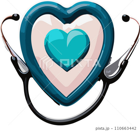 Heart. Stethoscope. World Health Day. Healthcare, health protection and global medicine poster. Illustration of world health day, international event. Stethoscope design. 7. April. Heart. Health. 2024 110663442