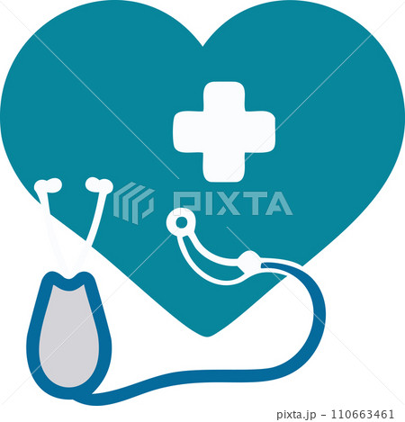 Heart. Stethoscope. World Health Day. Healthcare, health protection and global medicine poster. Illustration of world health day, international event. Stethoscope design. 7. April. Heart. Health. 2024 110663461