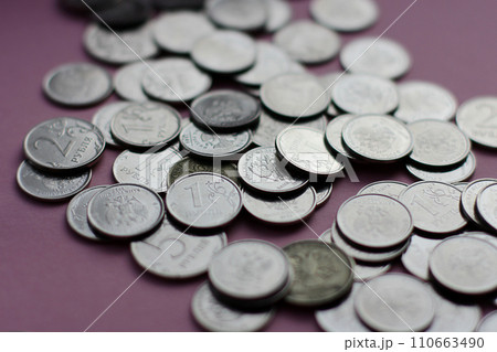 a lot of coins, russian ruble, counting money, economy concept, allocation of money, wealth a lot of coins, russian ruble, counting money, economy concept, allocation of money, wealth 110663490