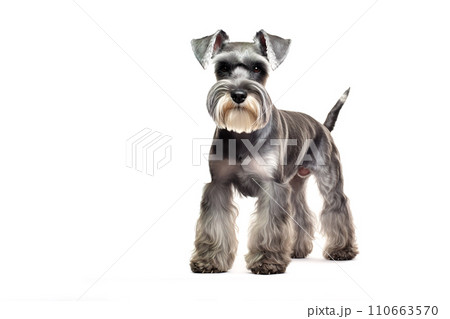 Image of miniature schnauzer dog on white background. Pet. Animals. Image of miniature schnauzer dog on white background. Pet. Animals. 110663570