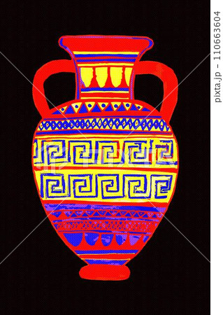 Ancient amphora with two handles isolated 110663604