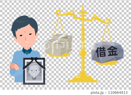 借金が発覚して相続放棄するか悩んでいる男性 110664813