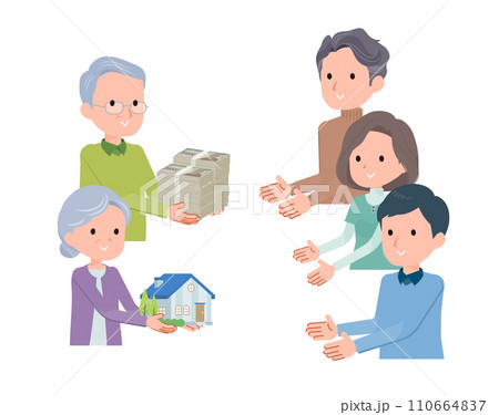 息子たちに現金と不動産資産を渡すシーン。 息子たちに現金と不動産資産を渡すシーン。 110664837