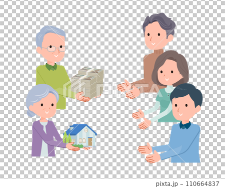 息子たちに現金と不動産資産を渡すシーン。 息子たちに現金と不動産資産を渡すシーン。 110664837